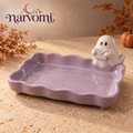narvomi™ Little Correspondent Ghost Jewelry Tray — Ceramic Ring Dish, Halloween Trinket Catchall & Vanity Gift